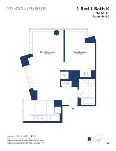 a floor plan of a unit with a bedroom and a bathroom